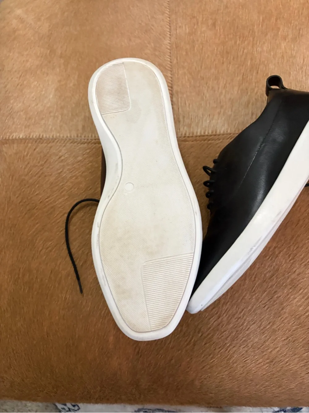 Express Black Leather Derby Shoes with White Sole